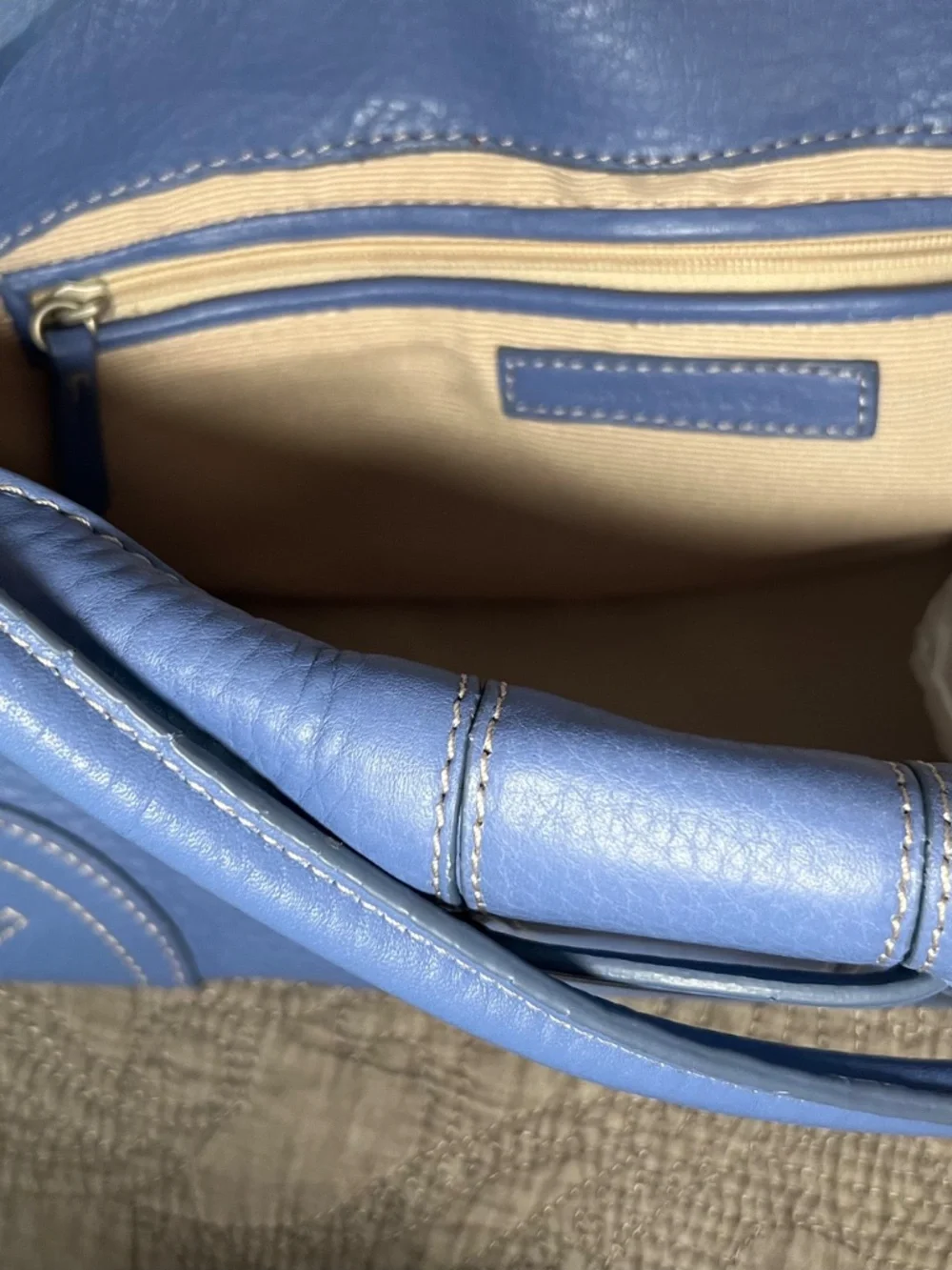 Ann Taylor Periwinkle Light Blue Pebbled Leather Magnetic Clasp Handle Clutch